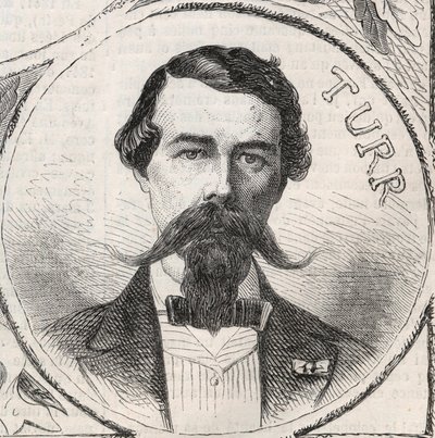 Porträtt av Stefan Istvan Turr (1824-1908), ungersk general - gravyr i "" The Illustrous World"" av Unknown artist