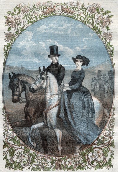 Porträtt av deras kungliga högheter prinsessan Victoria (1840-1901) (dotter till drottning Victoria) och kronprins Fredrik William av Preussen (1831-1888). Gravyr från 1858. av Unknown artist