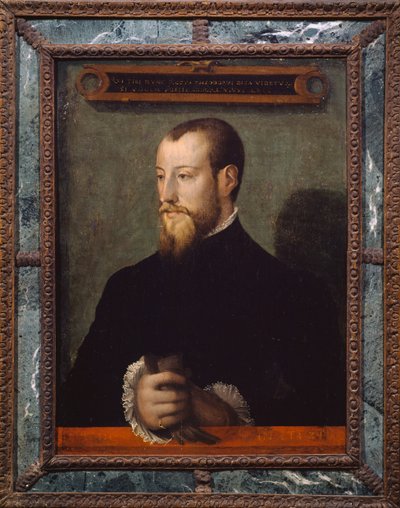 Porträtt av Theodore Beza eller Theodore de Beze (1519-1605) vid 24 års ålder, fransk teolog, målning av anonym målare av Unknown artist