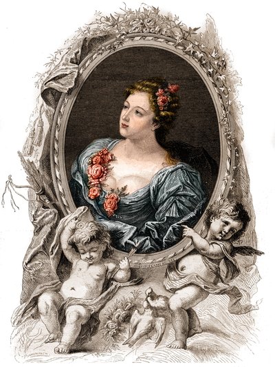 Porträtt av Theophano eller Theophanie (Theophanu eller Theophania) Bysantinska Imperatrice från 1000-talet. Gravyr av 1800-talet. av Unknown artist