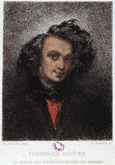 Porträtt av Théophile Gautier i Hernani av Victor Hugo. 1800-talet. av Unknown artist