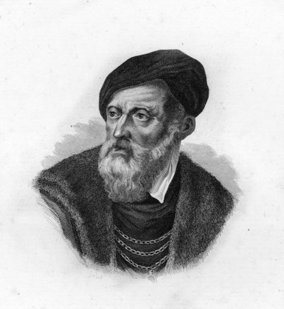 Porträtt av Tizian (1490-1576), Tiziano Vecellio, venetiansk målare av Unknown artist