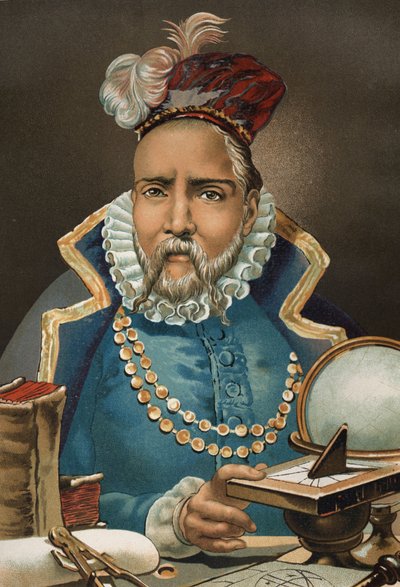 Porträtt av Tycho Brahe. Dansk astronom och astrolog (numera Sverige av Unknown artist
