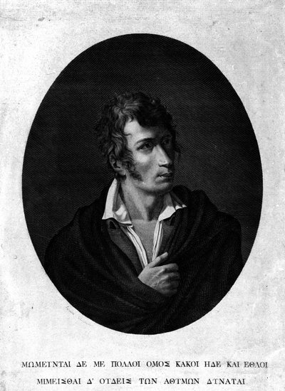Porträtt av Ugo Foscolo (1778 - 1827). av Unknown artist