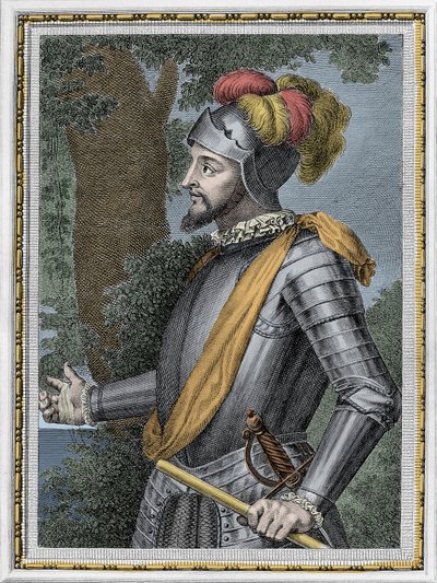 Porträtt av Vasco Nunez de Balboa, spansk erövrare (1475-1517) - Gravyr från 1800-talet av Unknown artist