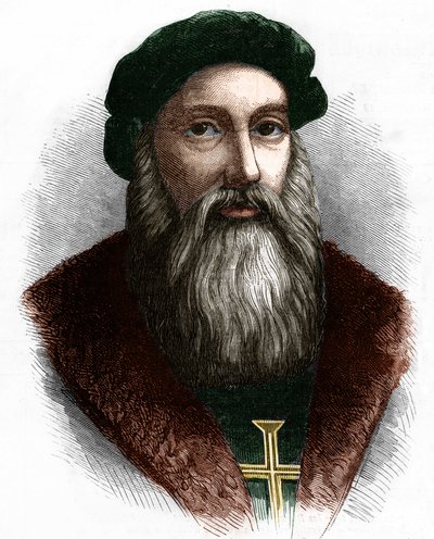 Porträtt av Vasco de Gama (1469-1524) portugisisk navigatör. av Unknown artist