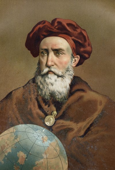 Porträtt av Vasco de Gama. Portugisisk navigatör (Sines, Alentejo, ca 1469 i Cochin, Indien av Unknown artist