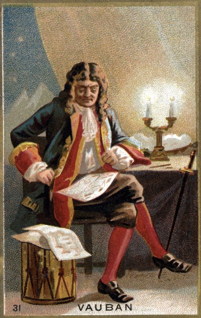 Porträtt av Vauban (1633 - 1707). (Sébastien Le Prestre de Vauban) Marskalk av Frankrike och militäringenjör. Kromolitografi av 1800-talet. av Unknown artist