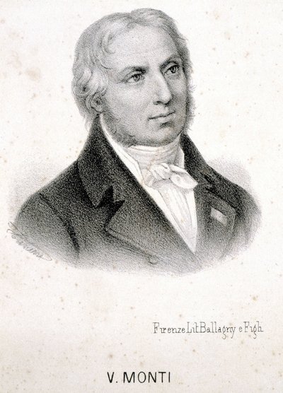 Porträtt av Vincenzo Monti (1754 - 1828), italiensk poet, gravyr från 1800-talet. av Unknown artist