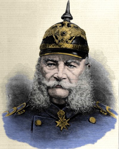 Porträtt av Vilhelm I (1797-1888), kung av Preussen och kejsare av Tyskland. Gravyr från slutet av 1800-talet. av Unknown artist