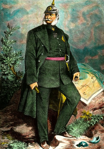 Porträtt av Vilhelm I (1797-1888), kung av Preussen och kejsare av Tyskland. Gravyr av 1800-talets privatsamling av Unknown artist