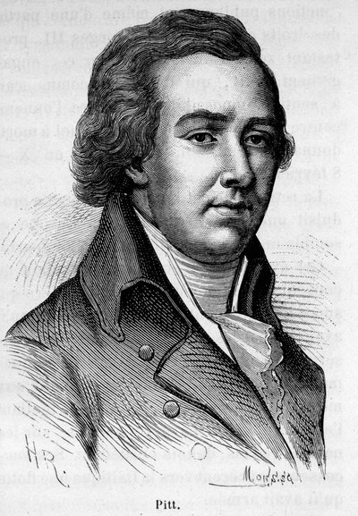 Porträtt av William Pitt the Young (1759-1806), tidigare brittisk minister. av Unknown artist