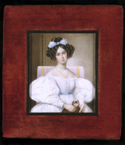 Portrait of a Woman, ca 1830 (akvarell på elfenben, sammet och glas) av Unknown artist