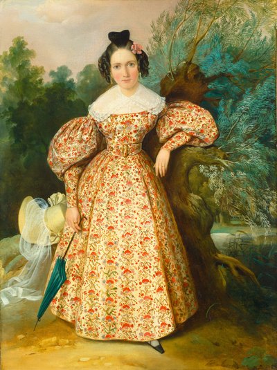 Porträtt av en ung dam, ca 1835 (olja på duk) av Unknown Artist