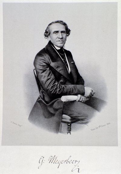 Porträtt av den tyske operakompositören Giacomo Meyerbeer (1791-1864) Gravyr. 1800-talet. Bologna, medborgarmuseum för musik av Unknown artist