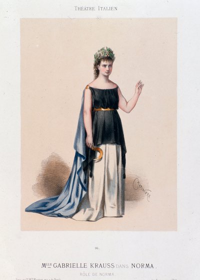 Porträtt av sångerskan Gabrielle Krauss i operan Norma av Unknown artist