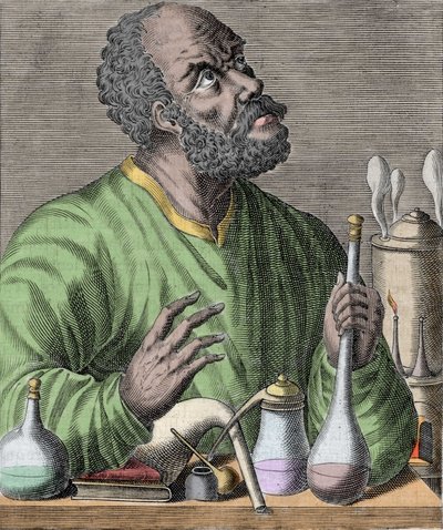 Porträtt av den arabiske kemisten Jaber (Jabir Ibn Hayyan) Jabir Ibn Hayyan (621-6). av Unknown artist