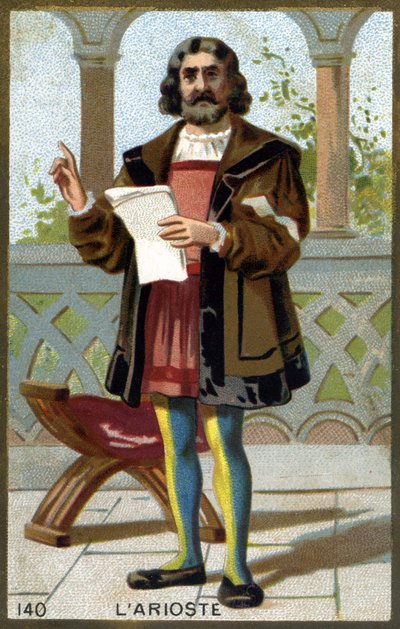 Porträtt av Ariosta (1474 - 1533) eller Ludovico Ariosto. Kromolitografi från slutet av 1800-talet. av Unknown artist