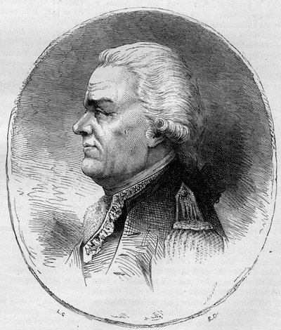 Porträtt av greven av Grasse (Francois Joseph Paul, Marquis de Grasse Tilly) (1722-1788), fransk amiral som deltog i det amerikanska frihetskriget (1775-1783). Gravyr från 1881. av Unknown artist