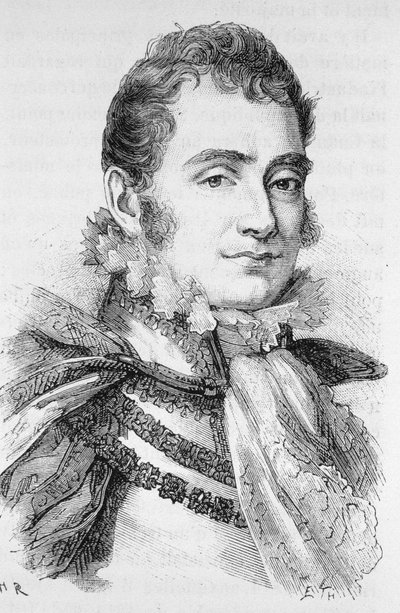 Porträtt av hertigen av Berry (1778 - 1820). Gravyr från slutet av 1800-talet i "Histoire de France"" av H. Martin. av Unknown artist