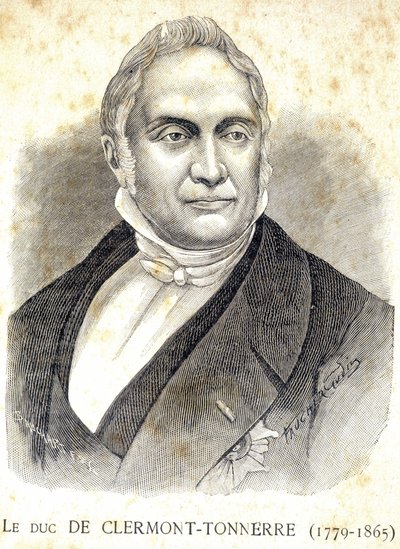 Porträtt av hertigen av Clermont - Thunder (1779 - 1865) - i "" Les Contemporains"", n.d. sent 1800-tal. av Unknown artist