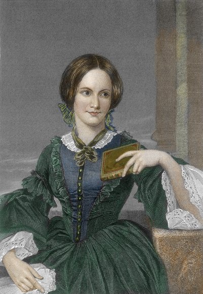 Porträtt av den engelska romanförfattaren Charlotte Bronte (1816-1855) (Porträtt av den engelska författaren Charlotte Bronte) Gravyr 1800-tal Privatsamling av Unknown artist