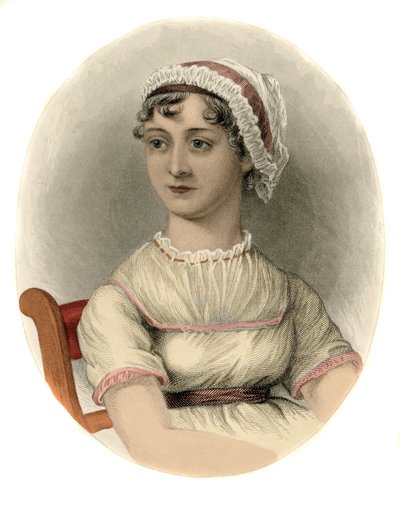 Porträtt av den engelska författaren Jane Austen (1775-1817) Gravyr från 1870. av Unknown artist