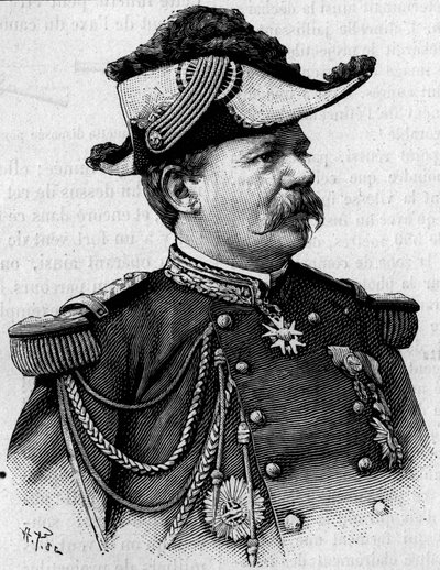 Porträtt av den franske generalen Francois Perrier (1833-1888). Gravyr i "" Nature: granskning av vetenskaperna och deras tillämpningar på konst och industri"" av 3 mars av Unknown artist