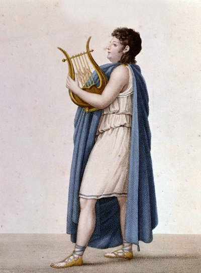 Porträtt av den franske tenoren Adolphe Nourrit (1802 - 1839) i rollen som Orpheus i Christof Glcks verk med samma namn. av Unknown artist