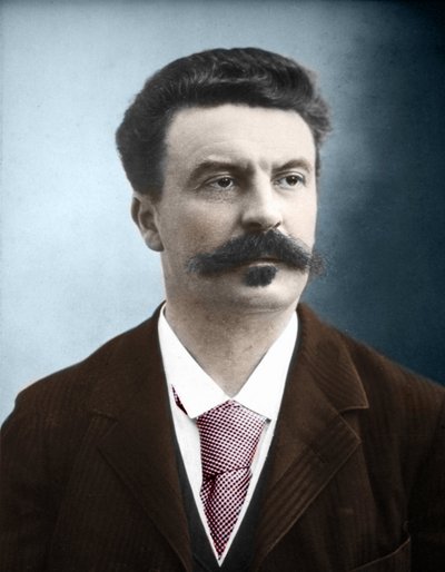 Porträtt av den franske författaren Guy de Maupassant (1850-1893) av Unknown artist