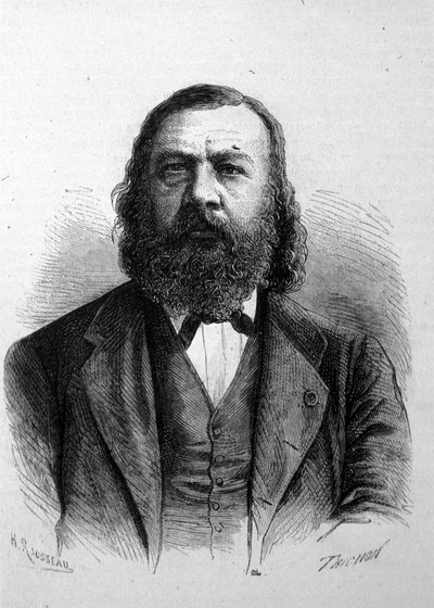Porträtt av den franske författaren Theophile Gautier (1811 - 1872). av Unknown artist