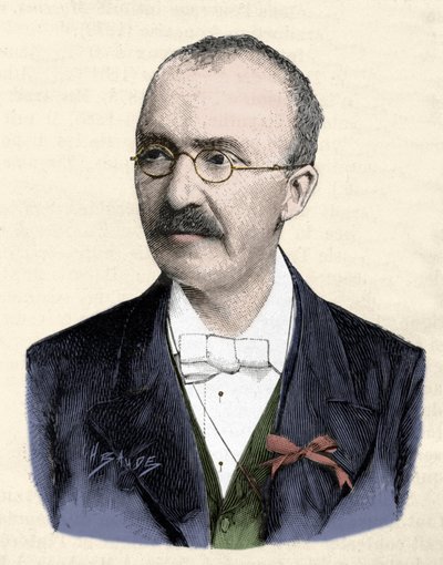 Porträtt av den tyske arkeologen Heinrich (Henri) Schliemann (1822-1890). av Unknown artist