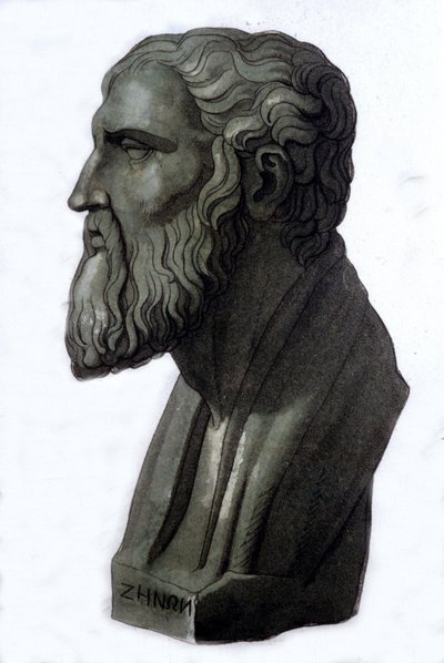 Porträtt av den grekiske filosofen Zenon av Eleas (495 f.Kr. - 430 f.Kr.). av Unknown artist