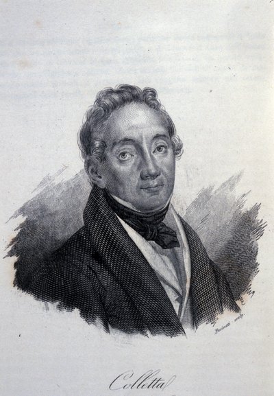 Porträtt av den italienske patrioten och historikern Pietro Colletta (1775-1831) Gravyr från 1800-talet av Unknown artist