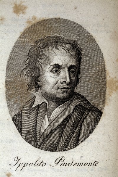 Porträtt av den italienske poeten Ippolito Pindemonte (1753-1828), vän till poeten och italienska dramatikern Ugo Foscolo (1778-1827) Gravyr från 1800-talet av Unknown artist