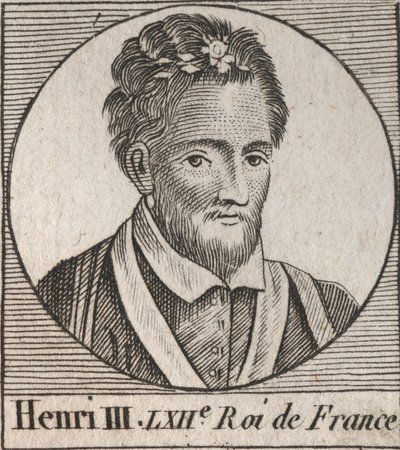 Porträtt av kungen av Frankrike Henrik III (1551-1589) - Porträtt av Henrik III (1551-89) kung av Frankrike - gravyr från "Instruction sur l