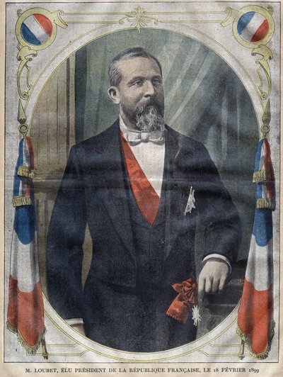 Porträtt av Frankrikes president Emile Loubet (1838-1929) - Gravyr i le-pelerin från 1899 av Unknown artist