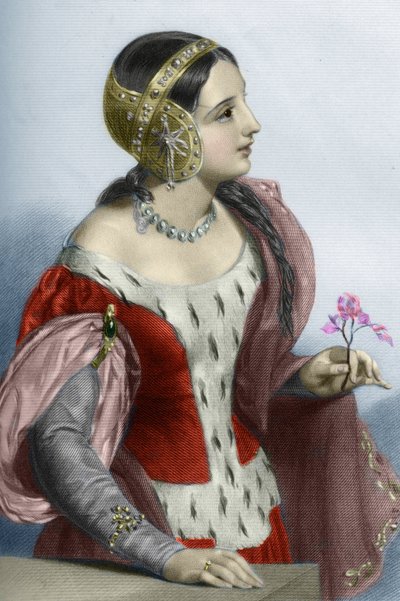 Porträtt av drottningen av England Isabelle av Frankrike (Isabella av Frankrike) (1295-1358), drottningkonsort till kung Edward I). 1800-talet (gravyr) av Unknown artist