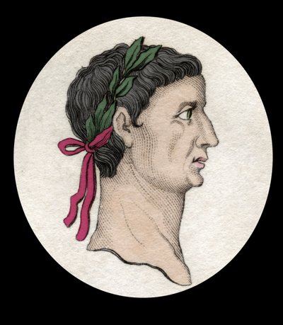 Porträtt av den romerske kejsaren Tibere (Tiberius Claudius Nero) (42 f.Kr.-37 e.Kr.). Gravyr av 1800-talet. av Unknown artist