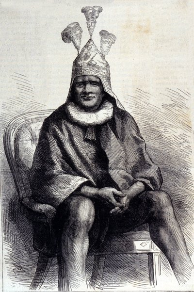 Porträtt av zulukungen Cetshwayo (eller Cetawayo, Cetewayo, Cetywajo, Ketchwayo) (1826-1884) Gravyr från 1800-talet av Unknown artist