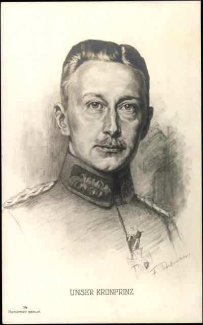 Porträtt av kronprinsen Wilhelm av Preussen (teckning) av Unknown Artist