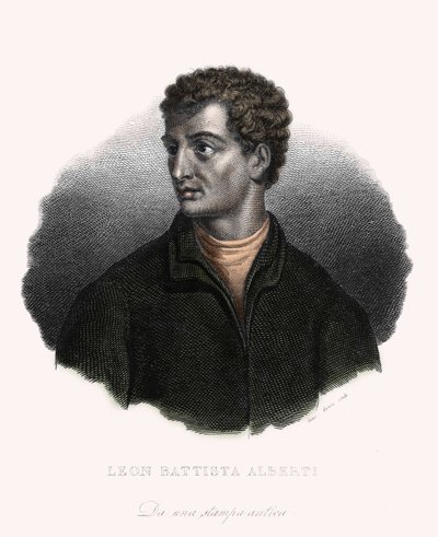 Porträtt av filosofen, den italienske humanistiska arkitekten Leon Battista Alberti (1406-1472). av Unknown artist