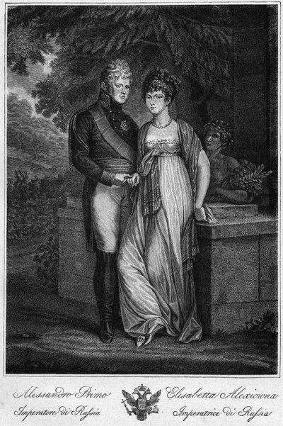 Porträtt av kejsar Alexander I av Ryssland (1777-1825), med hans fru (Elisabeth Alexeievna, född prinsessan Louise Augusta av Baden av Unknown artist