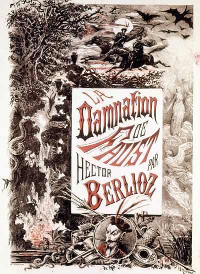 Affisch av La Damnation de Faust av Hector Berlioz. sd. slutet av 1800-talet. av Unknown artist