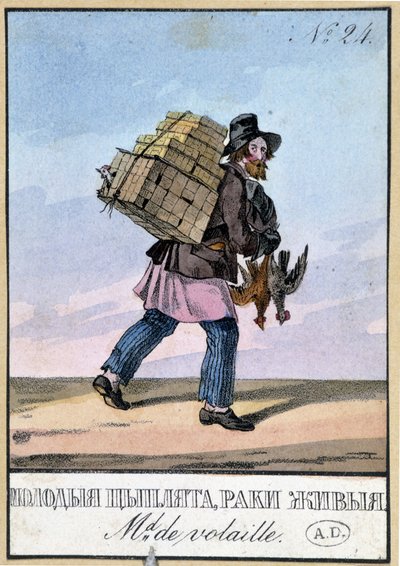 Fjäderfähandlare - Gravyr från 1800-talet av Unknown artist