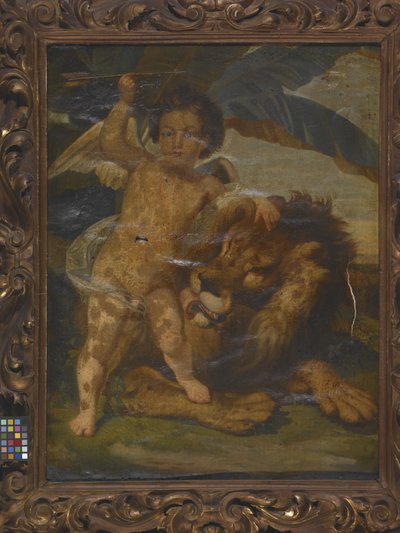 Kraft av kärlek över styrka (olja på duk) av Unknown artist