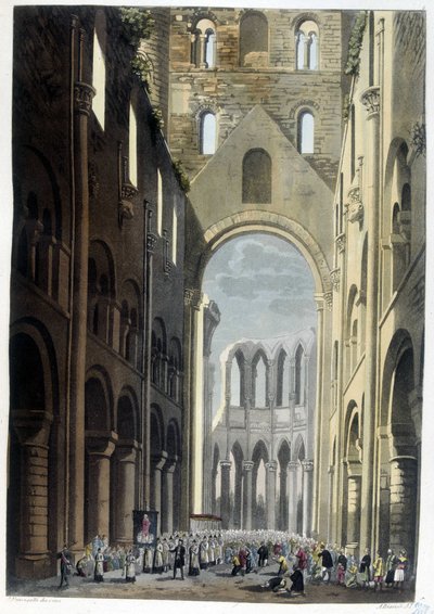 Procession i klostret Jumieges - i "" Den gamla och moderna kostymen"" av Dr. Ferrario, red. Milano av Unknown artist