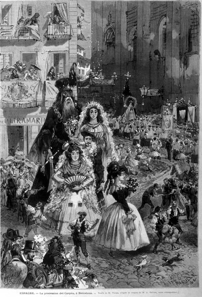 Procession av Corpus Domini till Barcelona av Unknown artist