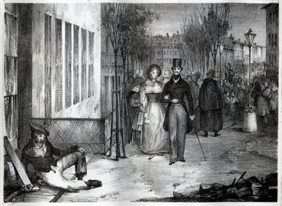 Promenade sur les boulevards i Paris på 1800-talet - gravyr av Unknown artist