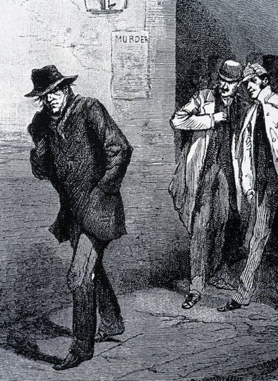 Psykosatmosfär på natten på Londons gator (på grund av morden på Jack the Ripper) - sent 1800-tal, ca. 1888. av Unknown artist
